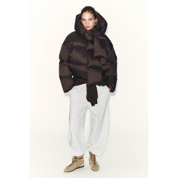 ZARA WATER REPELLENT WINDPROOF DOWN PUFFER COAT WITH HOODIE - Picture 2 of 11